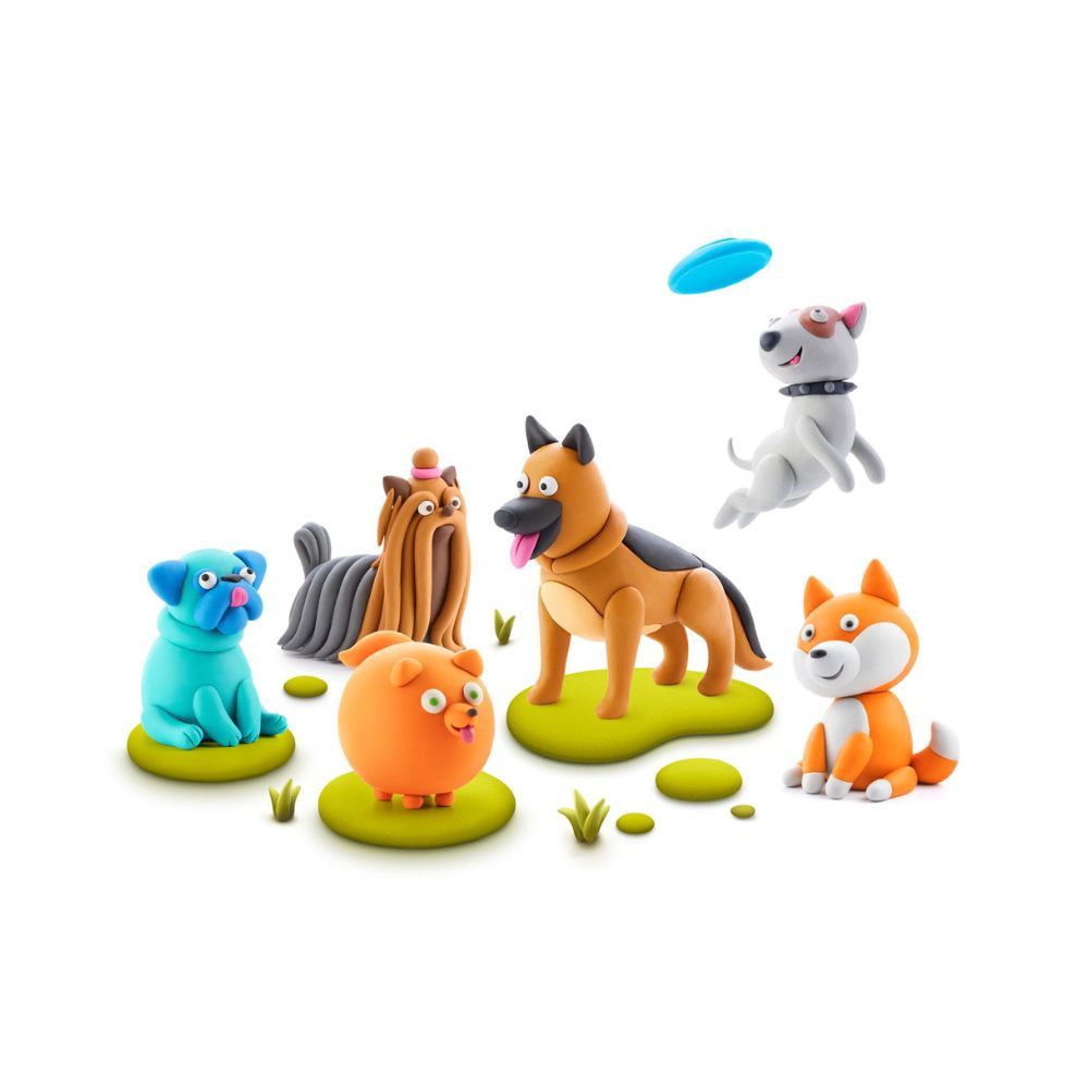 Hey Clay - Dog Story Colourful Modelling Air Dry Clay Kit - 15pcs