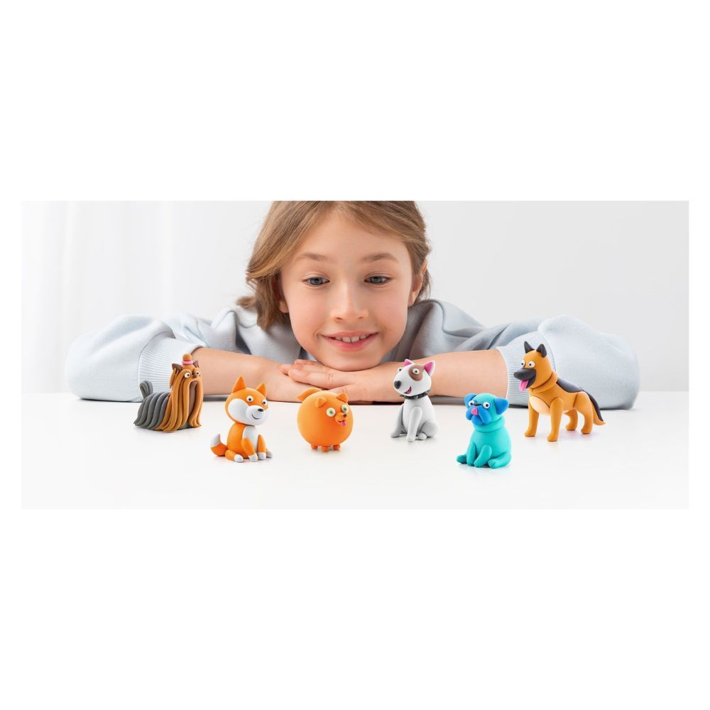 Hey Clay - Dog Story Colourful Modelling Air Dry Clay Kit - 15pcs