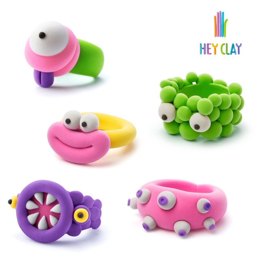 Hey Clay - Flower Ring Colourful Modelling Air Dry Clay - 3pcs