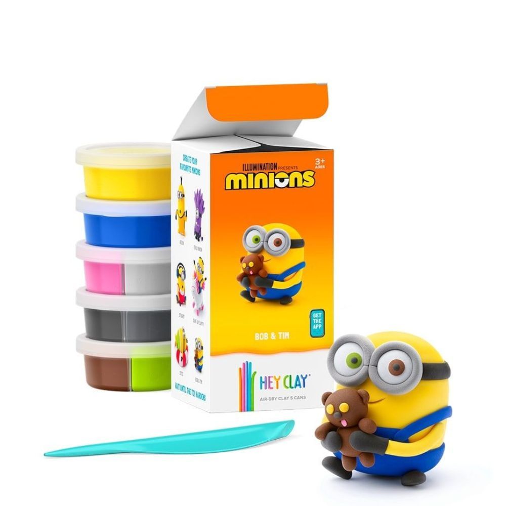 Hey Clay - Minions Bob & Tim Colourful Modelling Air Dry Clay - 5pcs