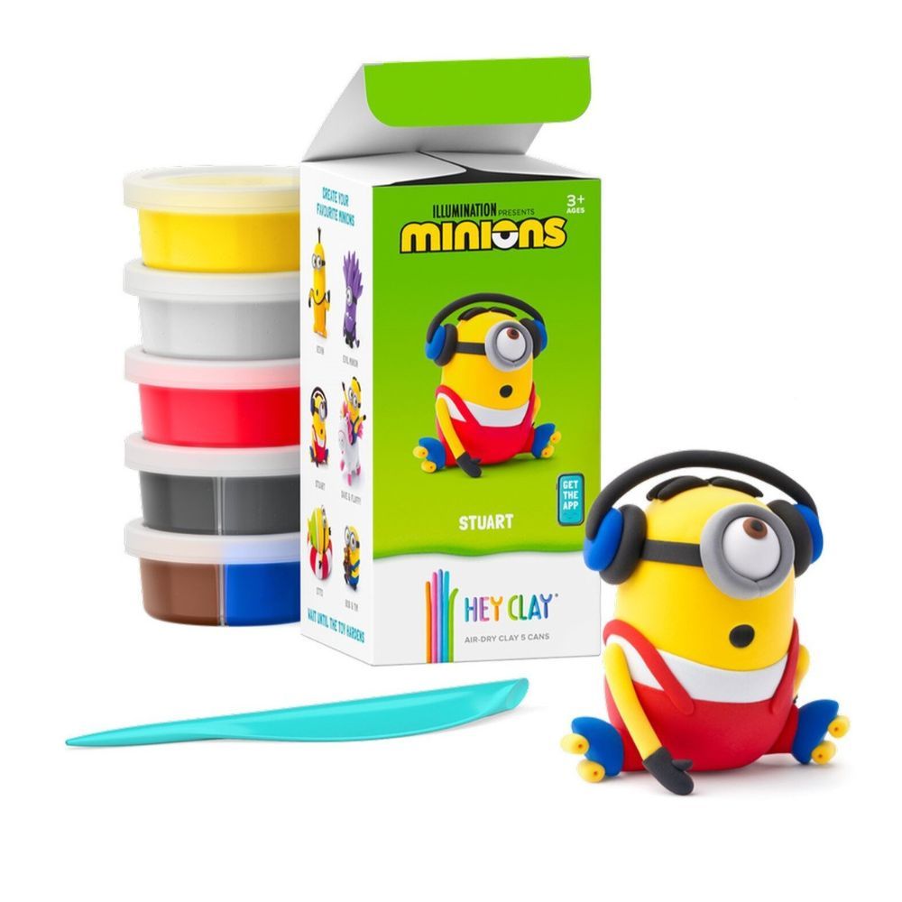 Hey Clay - Minions Stuart Colourful Modelling Air Dry Clay - 5pcs