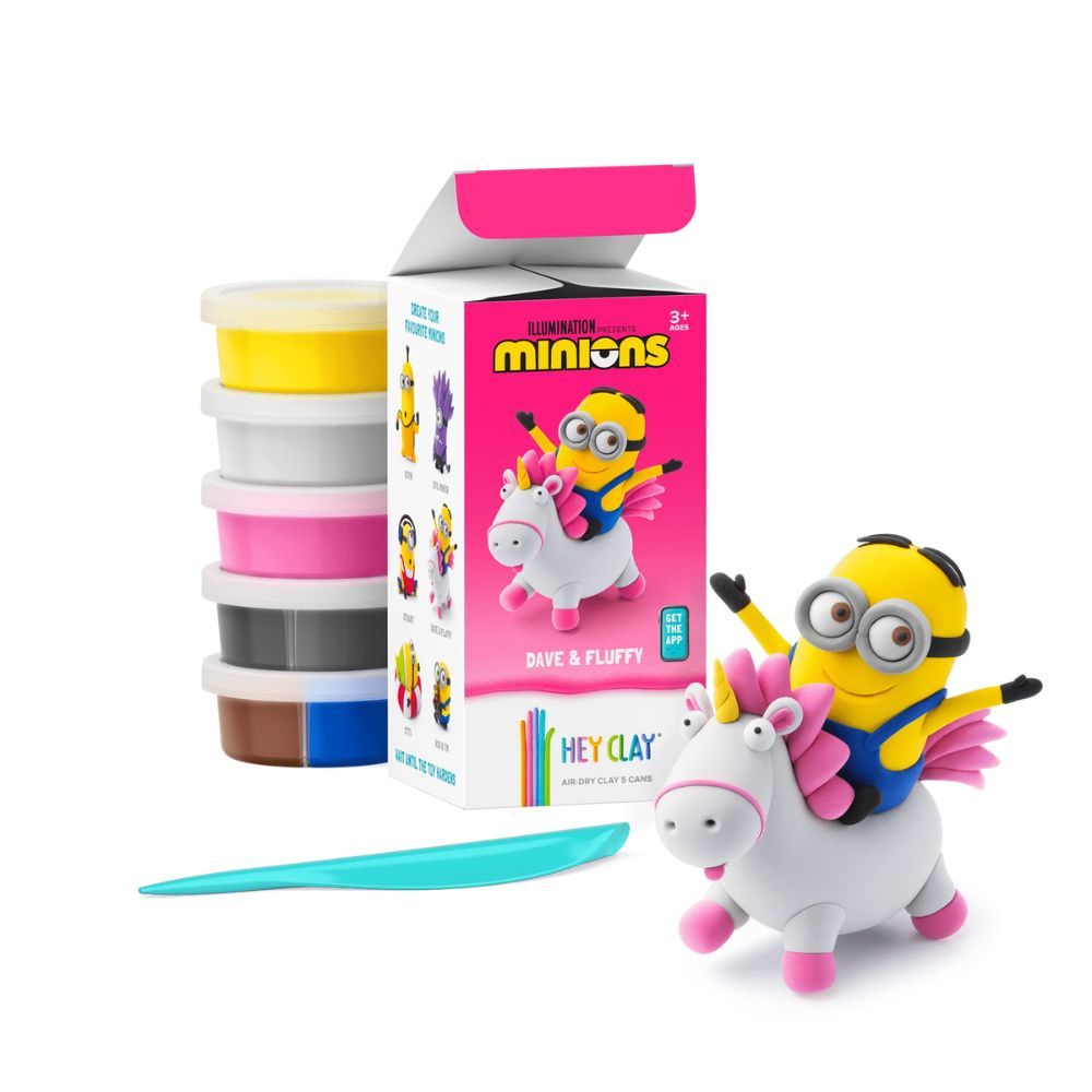 Hey Clay - Minions Dave & Fluffy Colourful Modelling Air Dry Clay - 5pcs