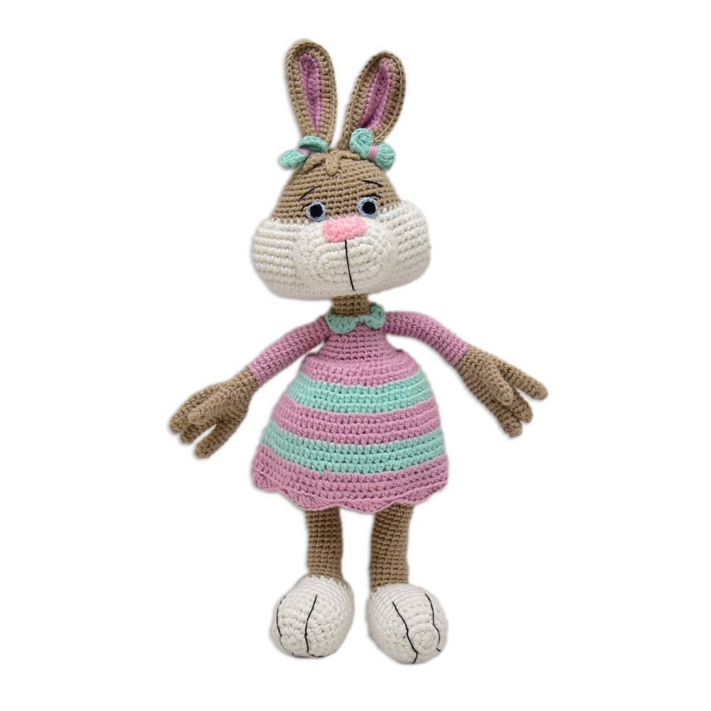 Happy Threads - Handmade Crocheted Cute Handmade Jill The Bunny 16 Inch - Multicolour