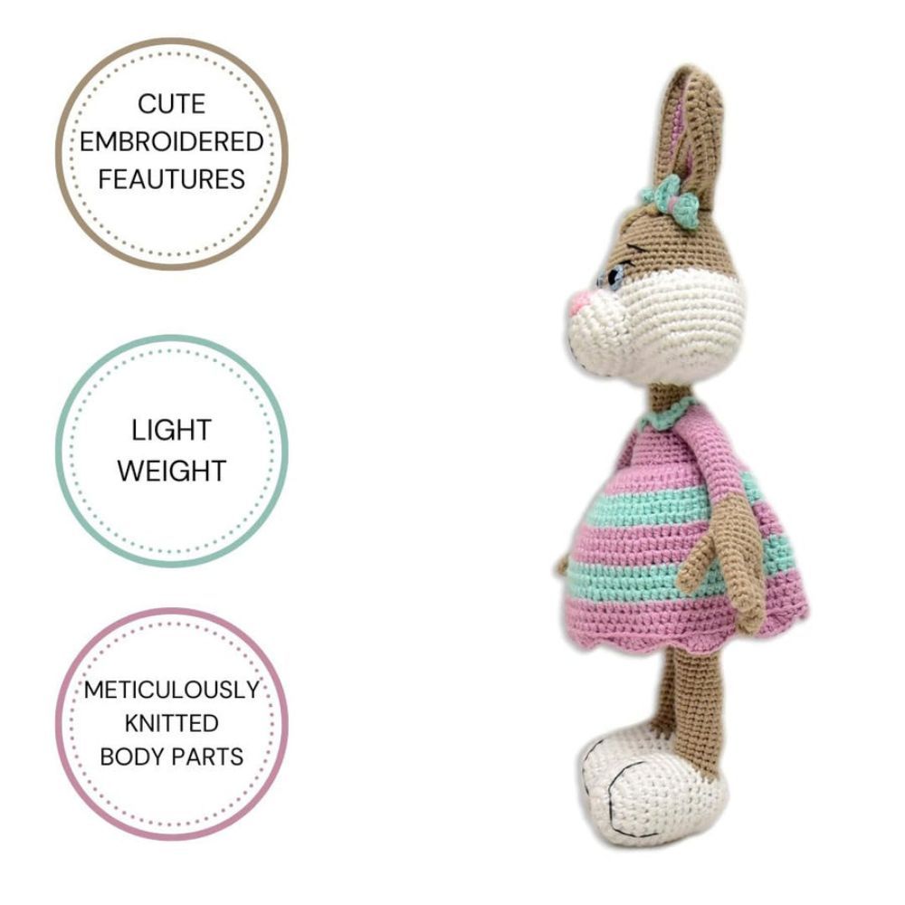 Happy Threads - Handmade Crocheted Cute Handmade Jill The Bunny 16 Inch - Multicolour