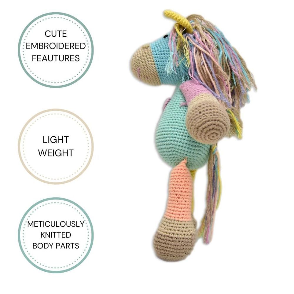 Happy Threads - Handmade Crocheted Cute Handmade ATLAS Pony 13 Inch - Multicolour