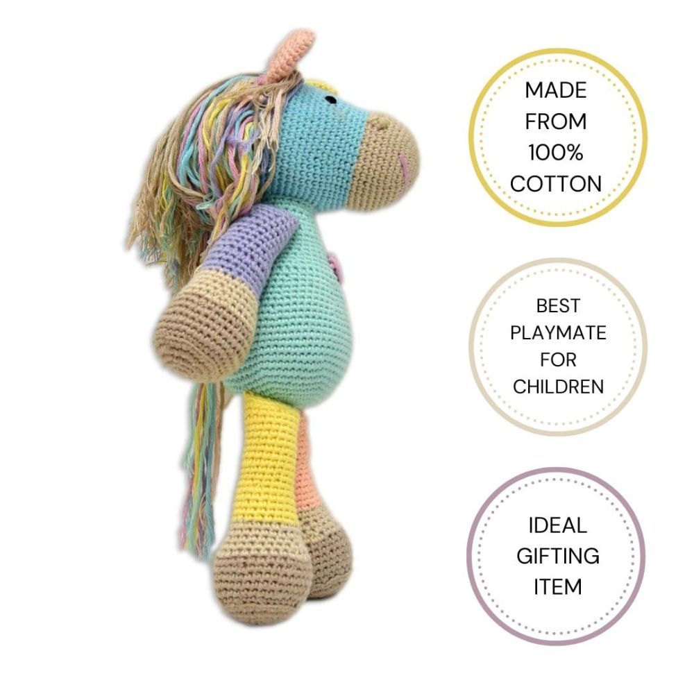 Happy Threads - Handmade Crocheted Cute Handmade ATLAS Pony 13 Inch - Multicolour