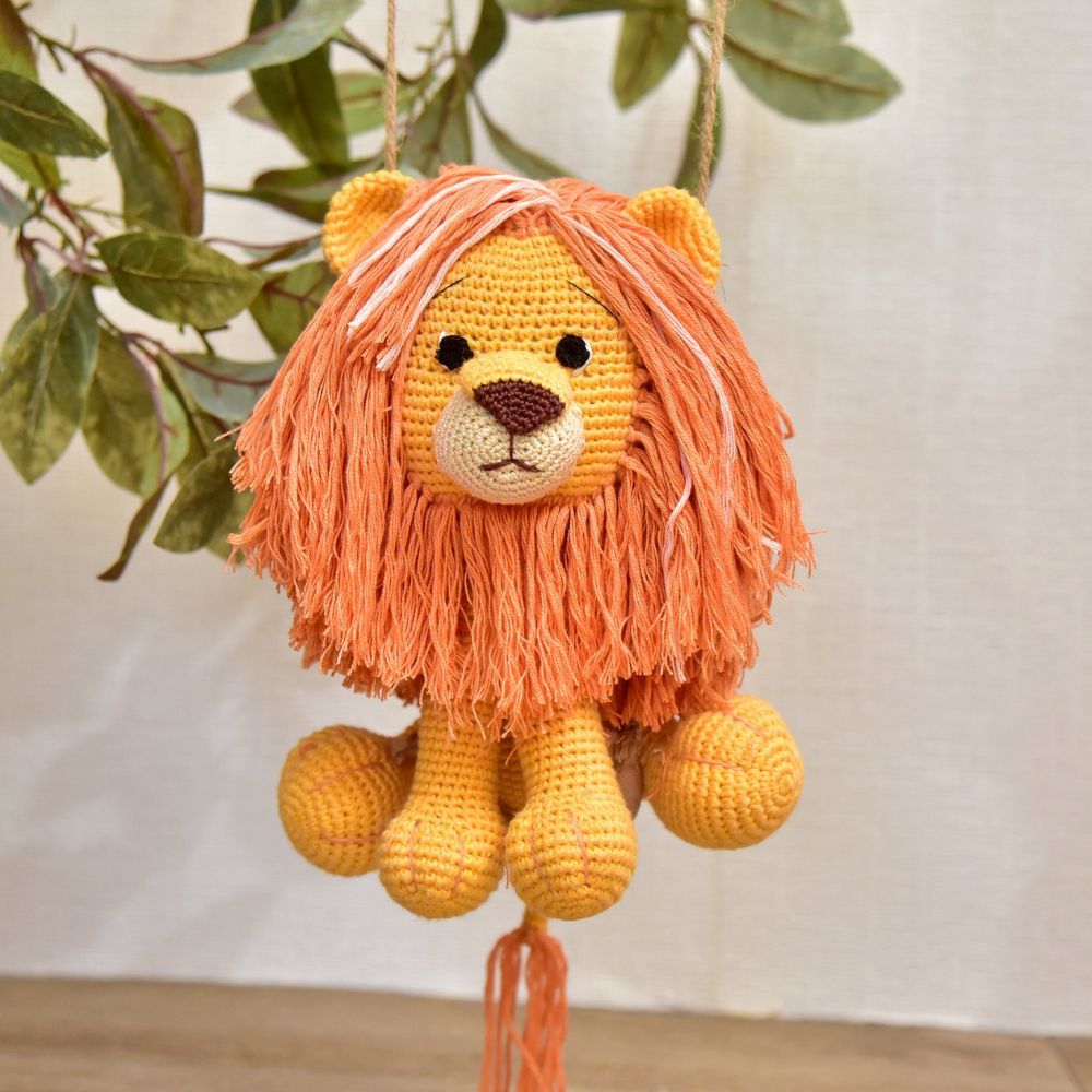 Happy Threads - Handmade Crocheted Cute Handmade Asad The Lion 10 Inch - Orange