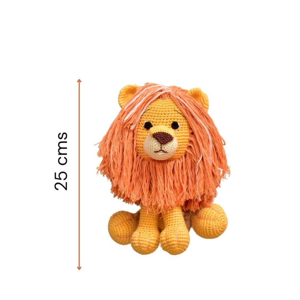 Happy Threads - Handmade Crocheted Cute Handmade Asad The Lion 10 Inch - Orange