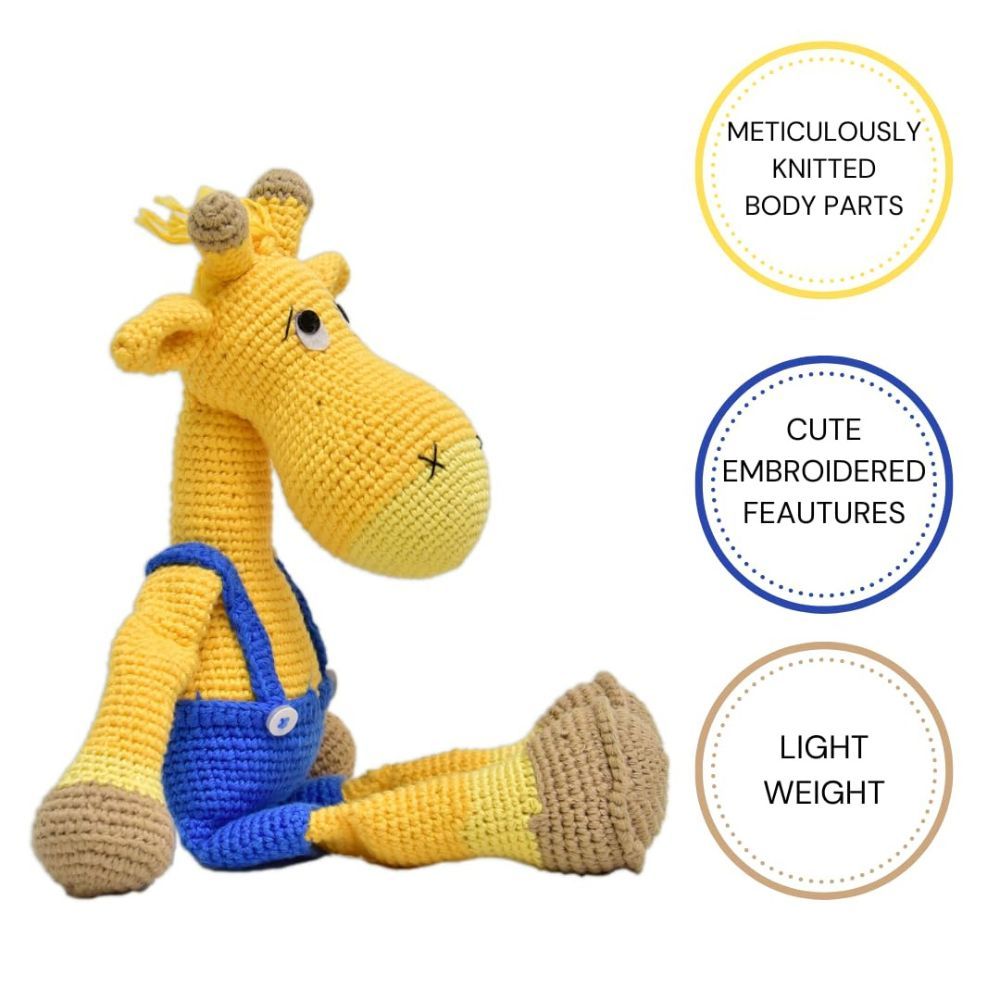 Happy Threads - Handmade Crocheted Alex Giraffe 15 Inches - Multicolour