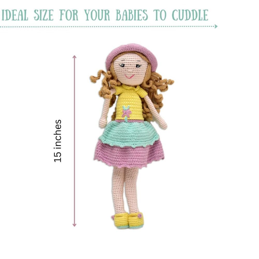 Happy Threads - Handmade Crocheted Love & Care Cecilia Doll 15 Inches - Multicolour