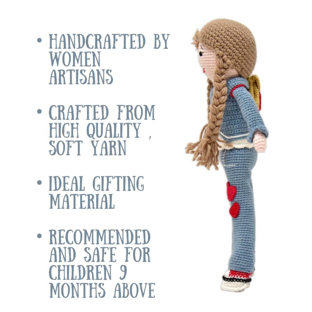 Happy Threads - Handmade Crocheted Delightful Helen Doll 15 Inches - Multicolour