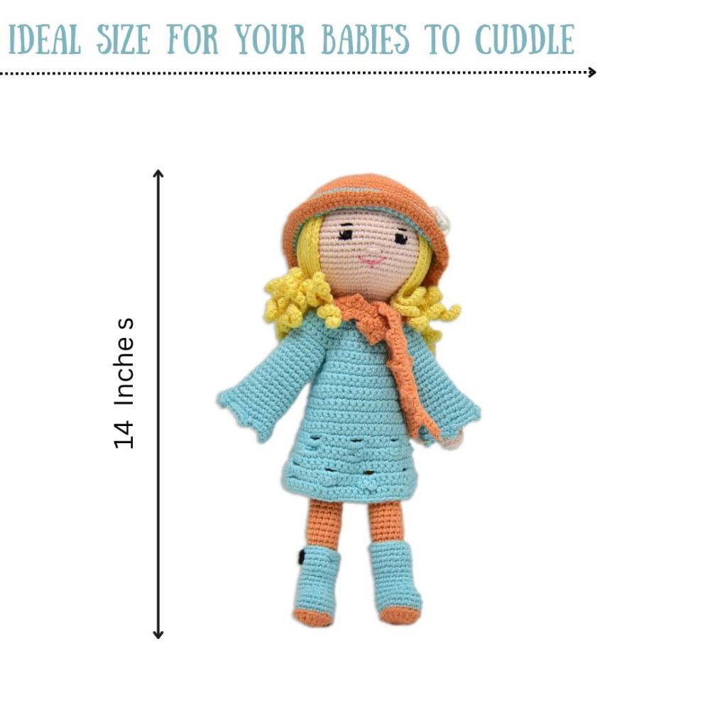 Happy Threads - Handmade Crocheted Adorable Grace Doll 15 Inches - Multicolour