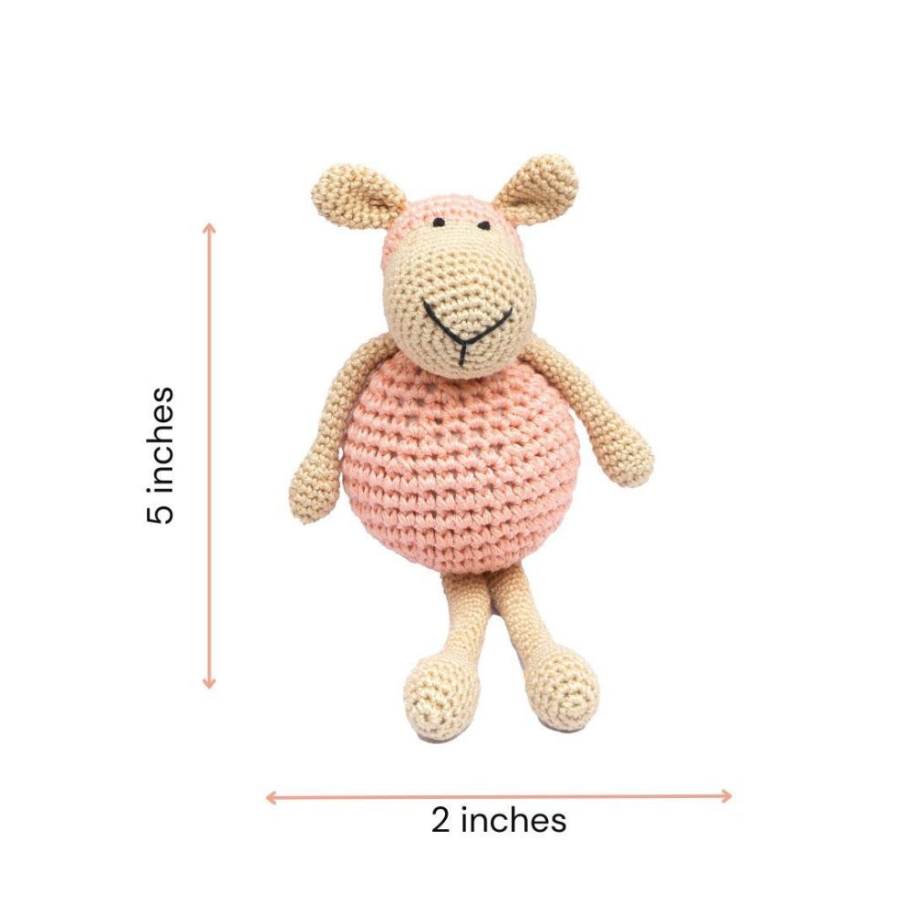 Happy Threads - Handmade Crocheted Cheerful Sheep 5 inch - Pink