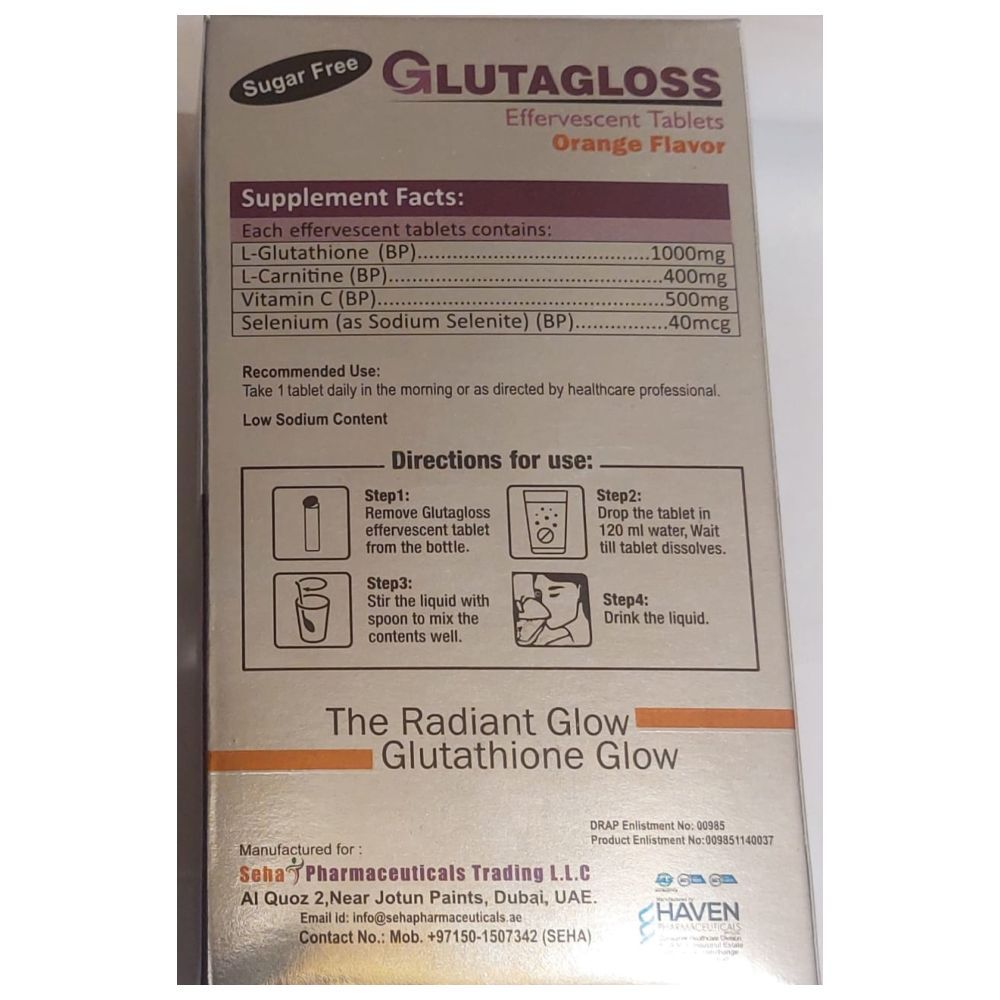 Glutagloss - Effervescent Tablets - Orange Flavor - 28 Pcs