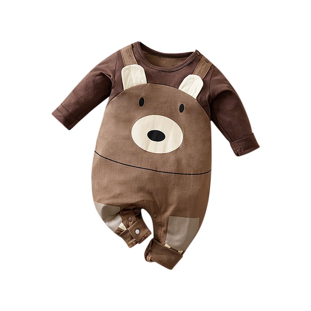 Sugar Rush - Animal Themed Full Sleeves Romper - Brown