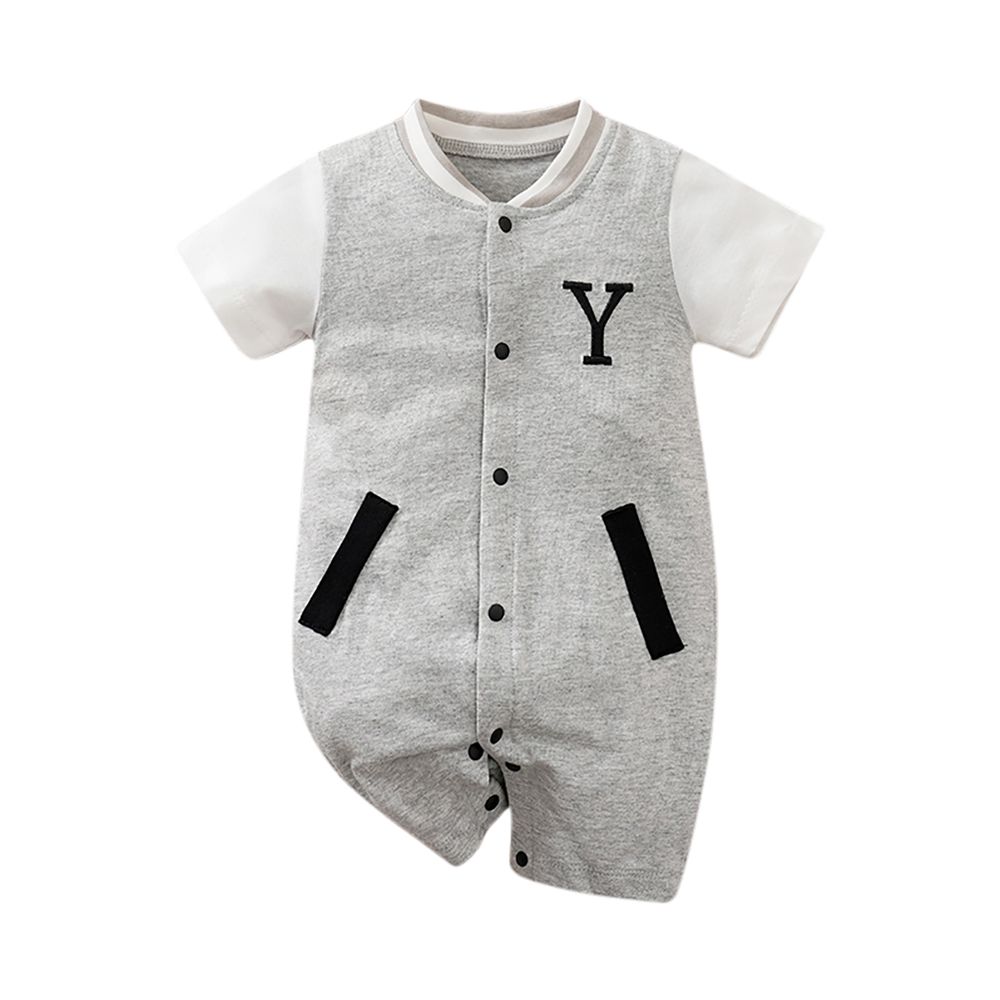 Sugar Rush - Cotton Short Sleeves Romper - Grey