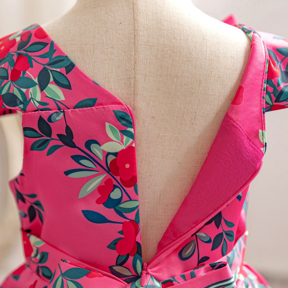 Sugar Rush - Floral Fit And Flare Dress - Fuchsia