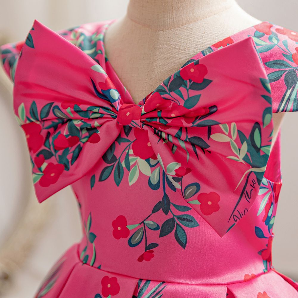 Sugar Rush - Floral Fit And Flare Dress - Fuchsia