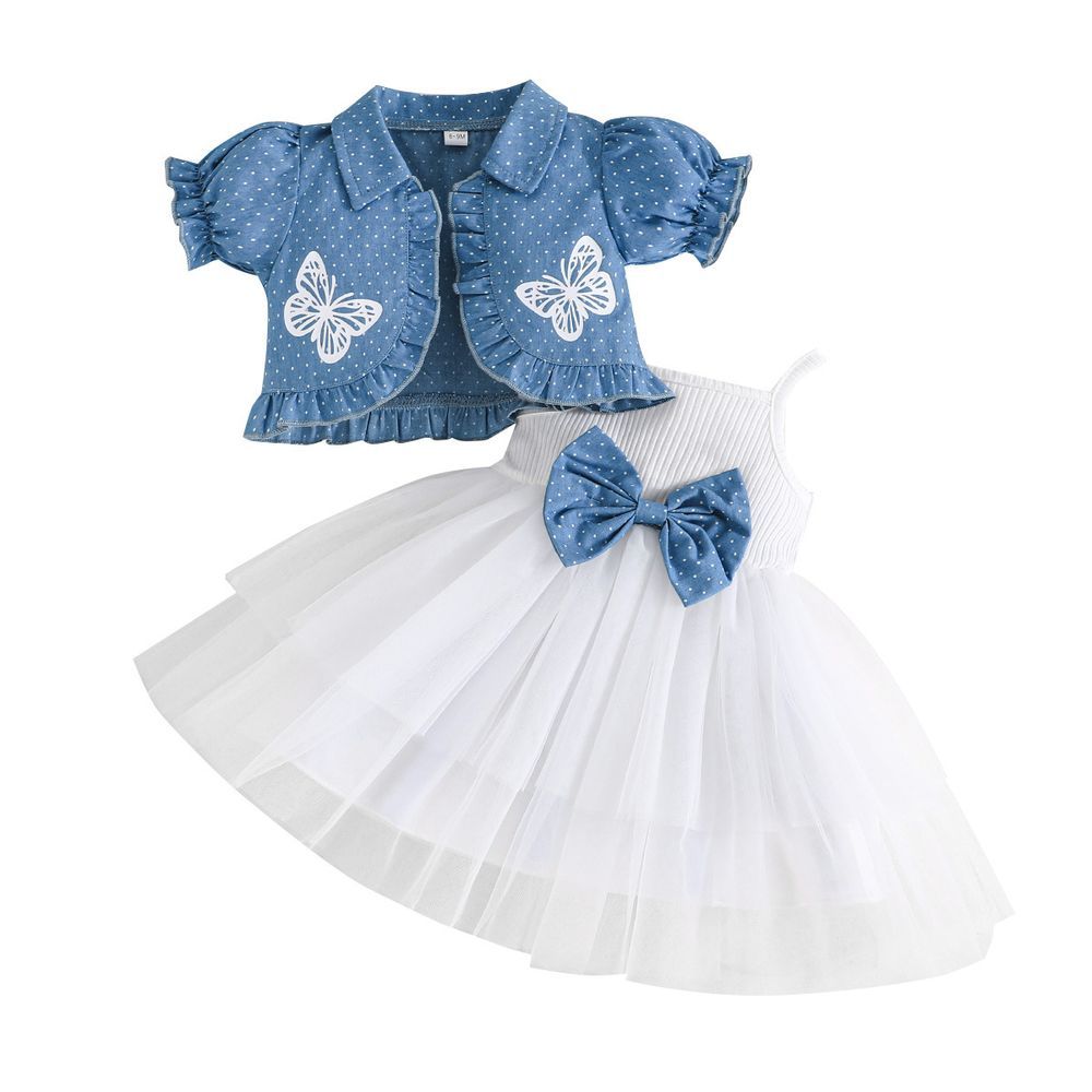 Sugar Rush - 2pc-Set - Girls Sleeveless Dress - Blue/White