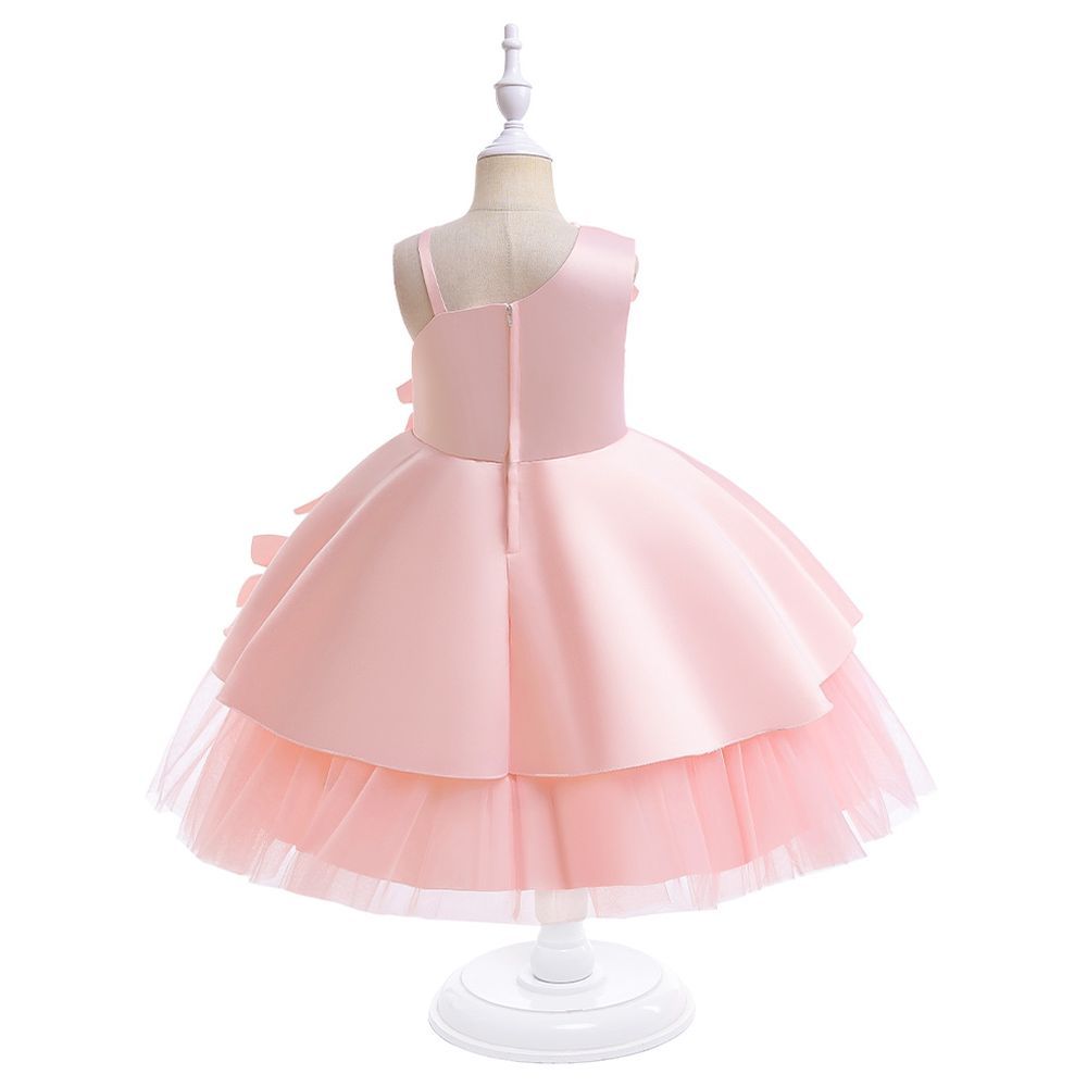 Sugar Rush - Flower Appliqued Party Dress - Pink