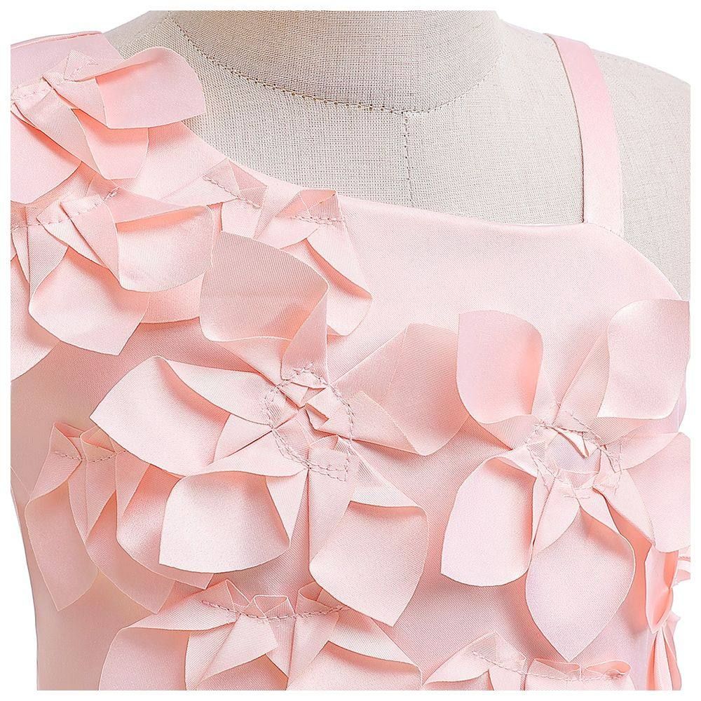 Sugar Rush - Flower Appliqued Party Dress - Pink