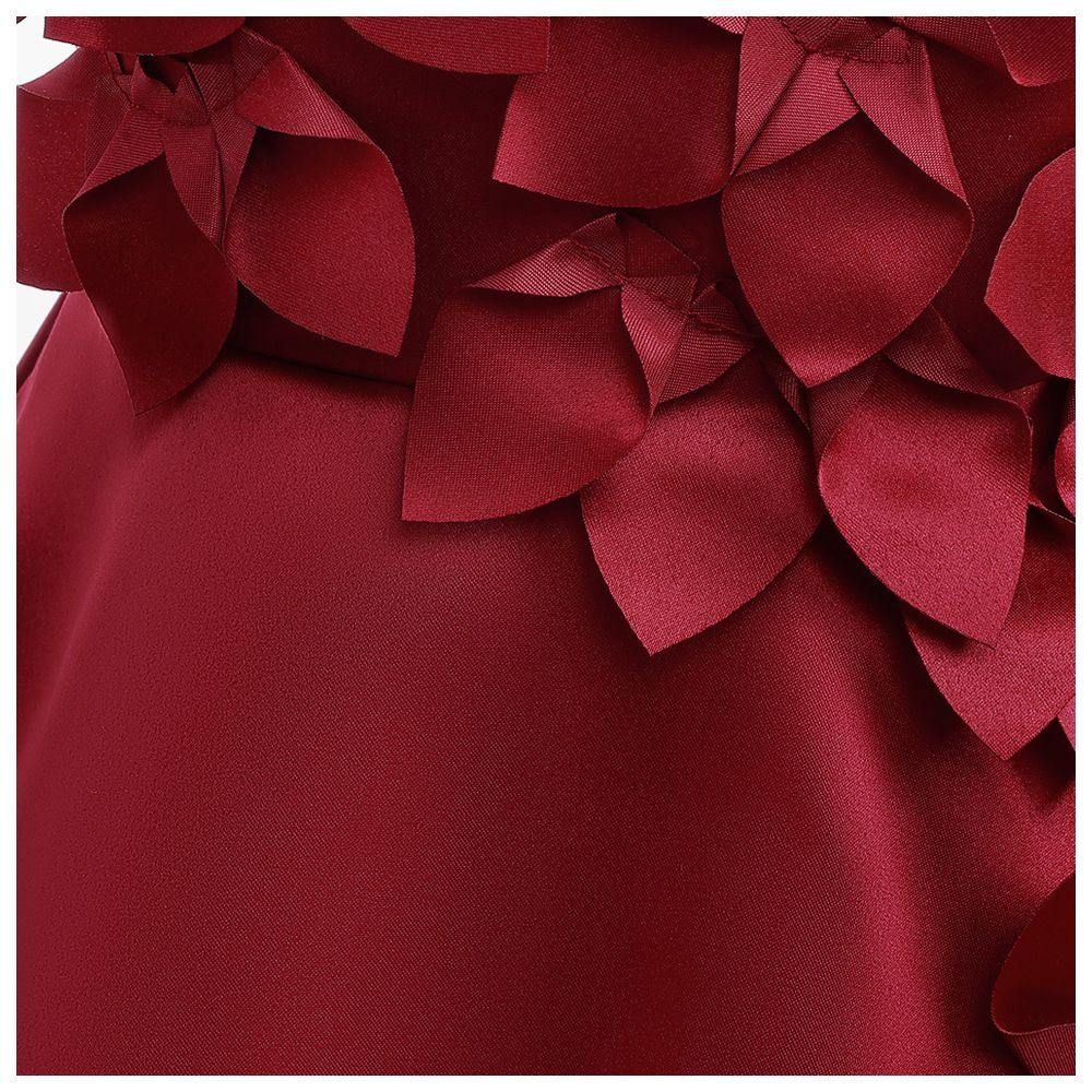 Sugar Rush - Flower Appliqued Party Dress - Maroon