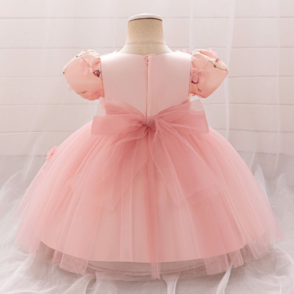 Sugar Rush - Round Neck Embellished Party Dress - Pink