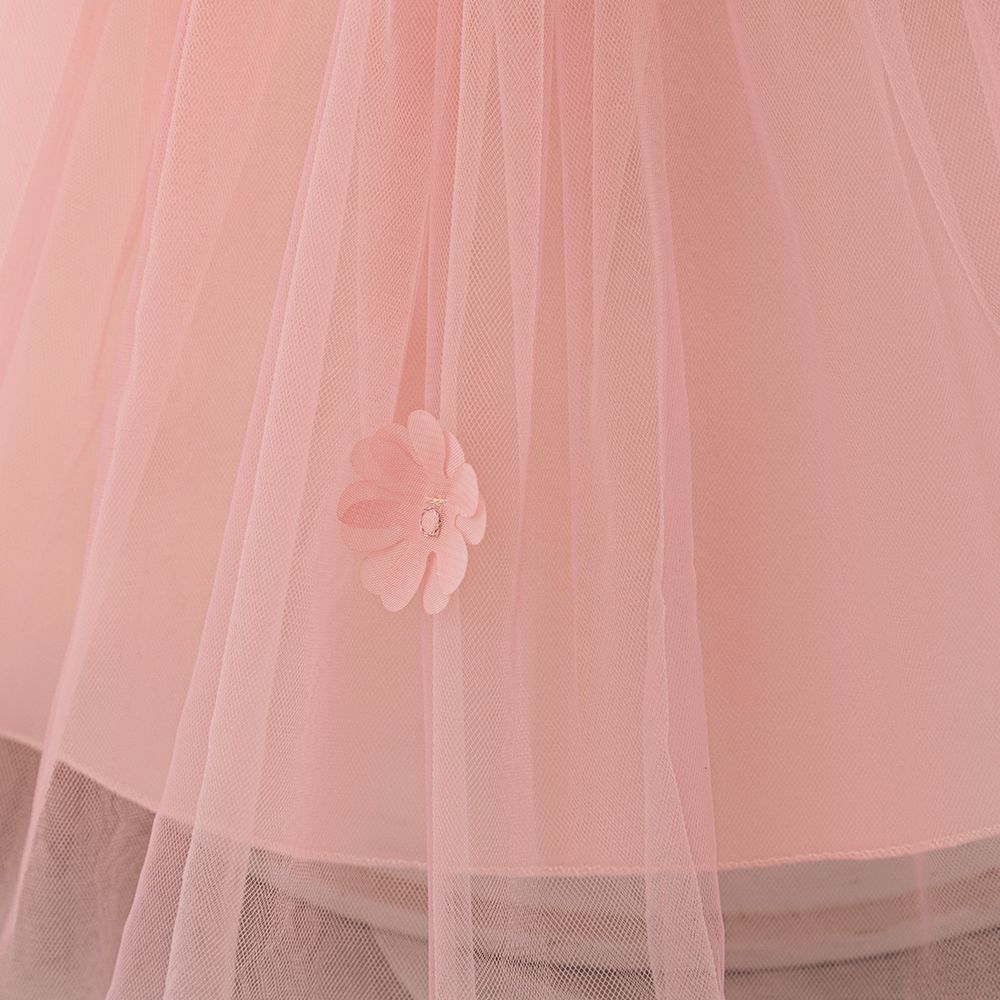 Sugar Rush - Round Neck Embellished Party Dress - Pink