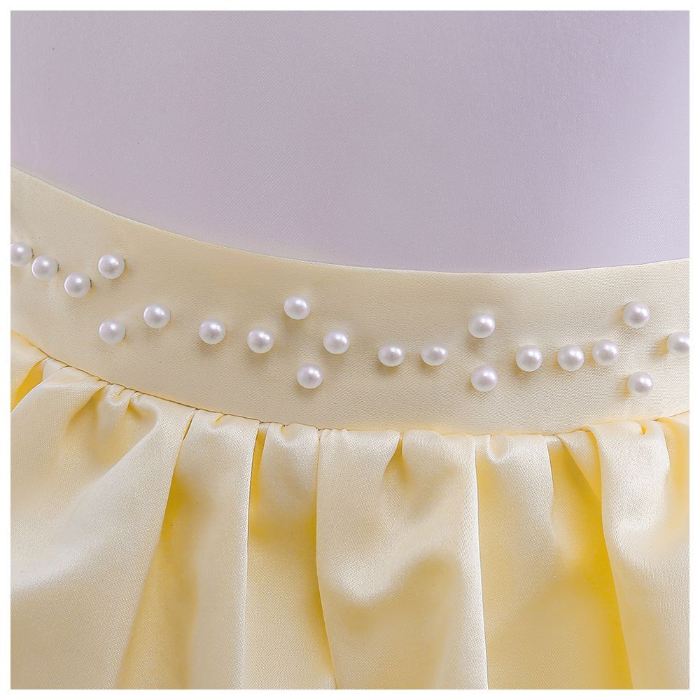 Sugar Rush - Appliqued Pearl Sleeveless Party Dress - Champagne