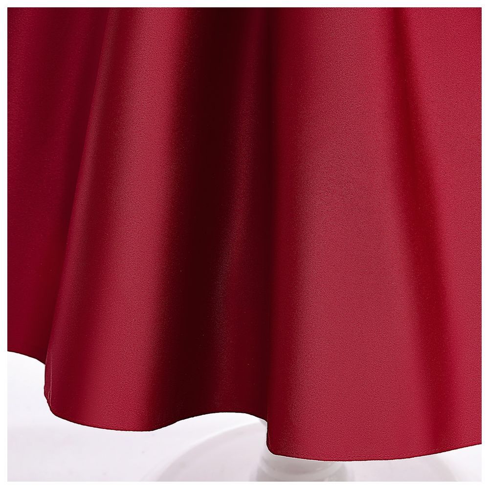 Sugar Rush - Pearl Appliqued Sleeveless Party Dress - Maroon