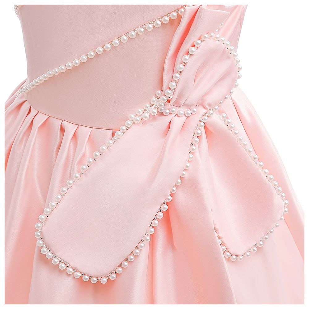 Sugar Rush - Pearl Appliqued Sleeveless Party Dress - Pink