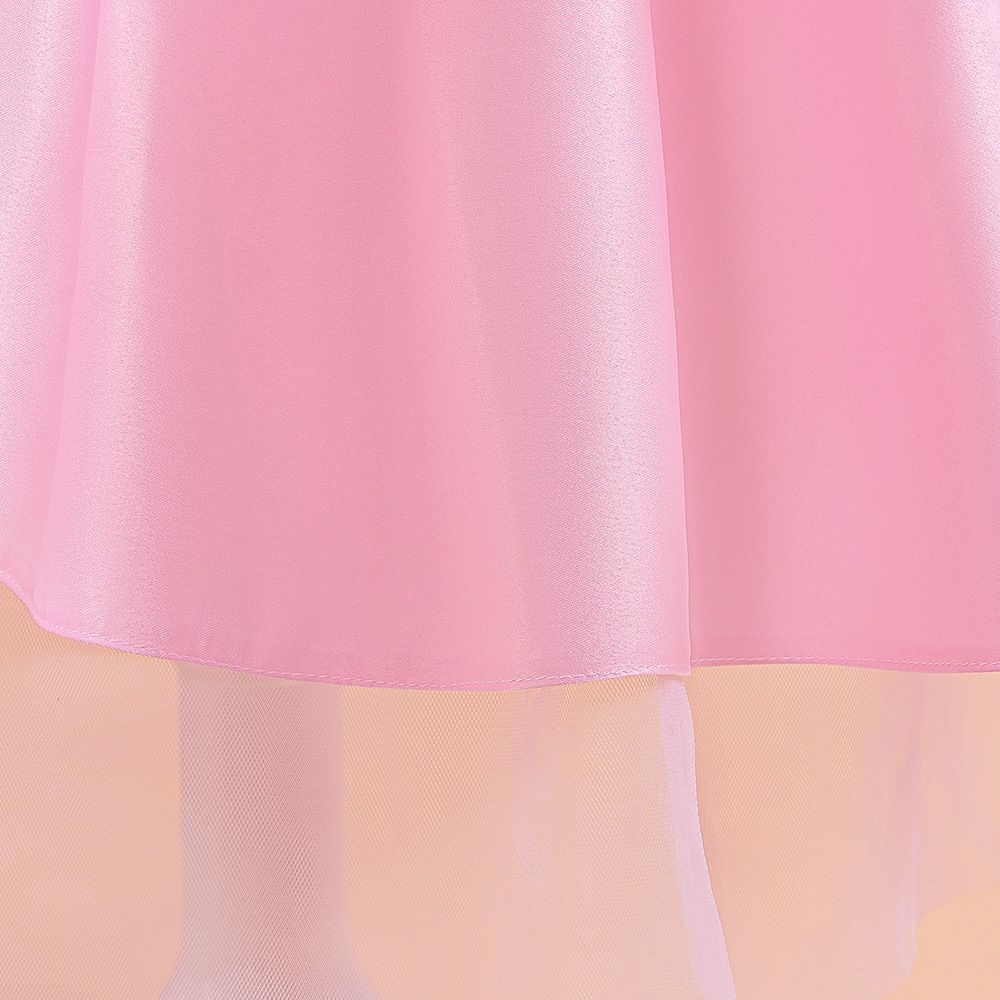 Sugar Rush - Appliqued Regular Round Neck Short Sleeves Party Dress - Pink