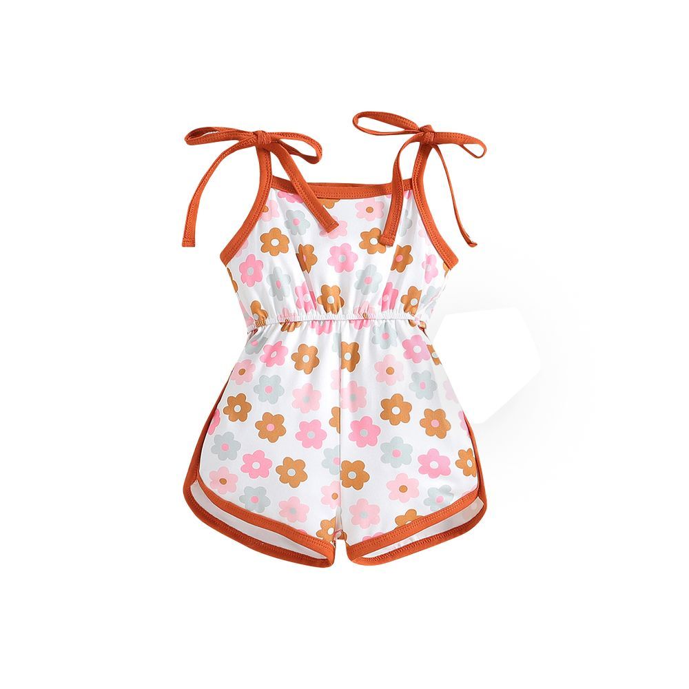 Sugar Rush - Girl's Printed Regular Square-neck Sleeveless Romper