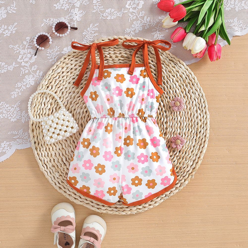 Sugar Rush - Girl's Printed Regular Square-neck Sleeveless Romper