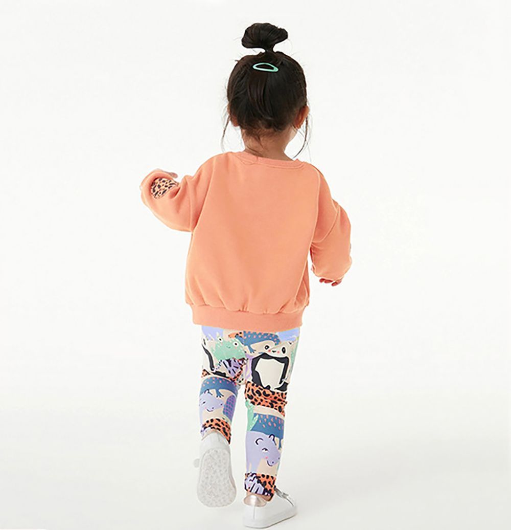 Sugar Rush - Printed Regular Round Neck Full Sleeves Top & Bottom Set - Orange