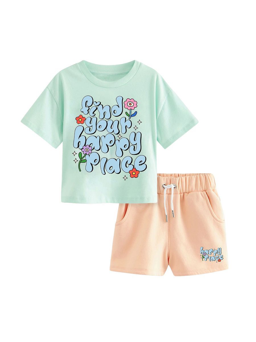 Sugar Rush - Girls' Printed Top and Shorts Set - Green