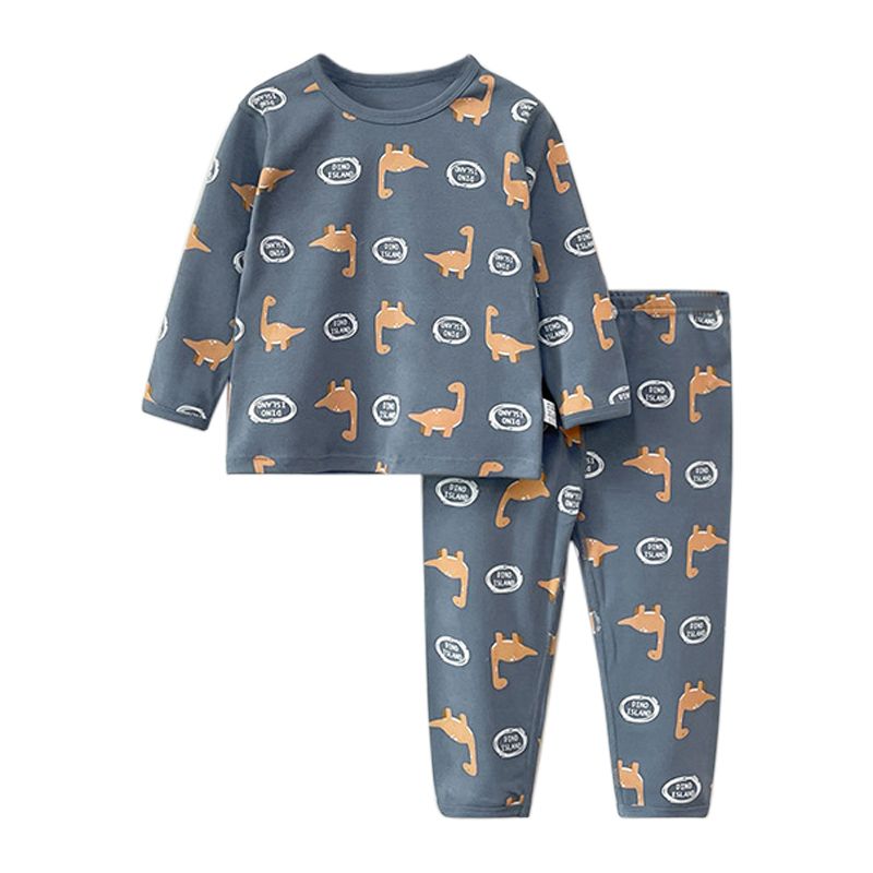 Sugar Rush - Printed Regular Round Neck Full Sleeves Sleepwear - Grey