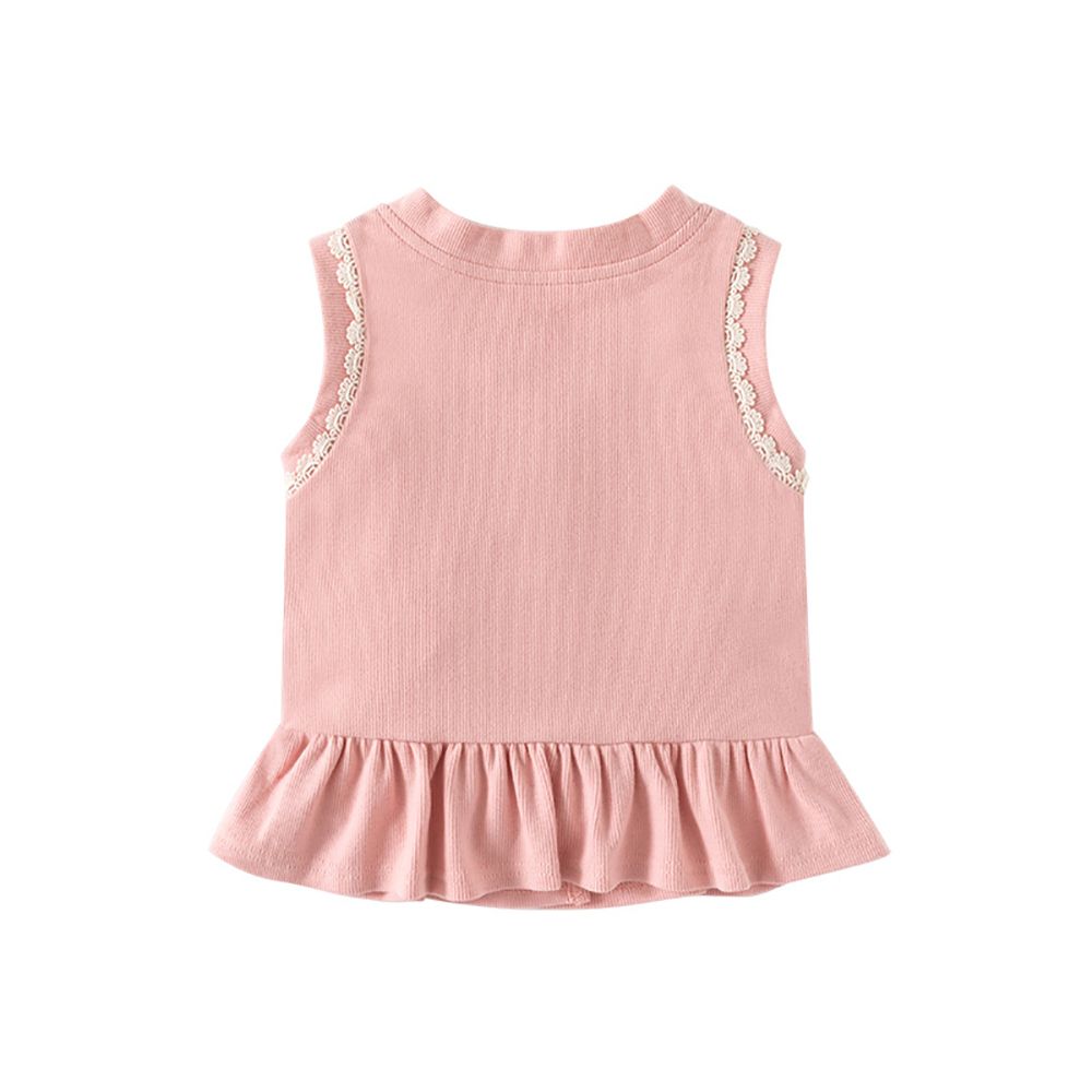 Sugar Rush - Kids Appliqued Regular V-Neck Waistcoat - Pink