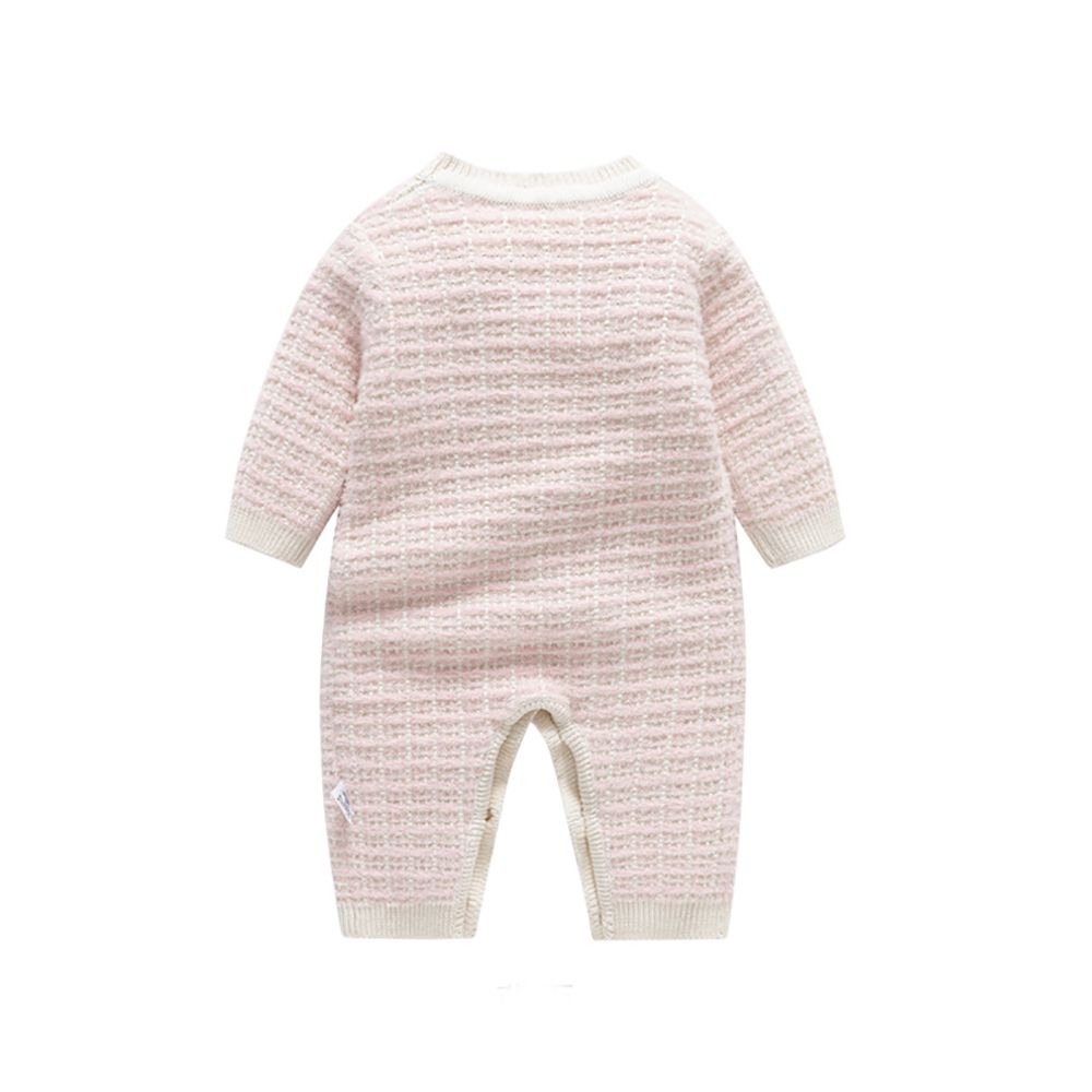 Sugar Rush - Appliqued Round Neck Full Sleeves Romper - Pink