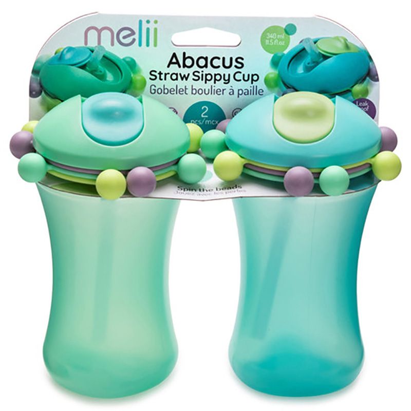 Melii - Abacus Straw Sippy Cup - 2pcs - Turquoise & Green