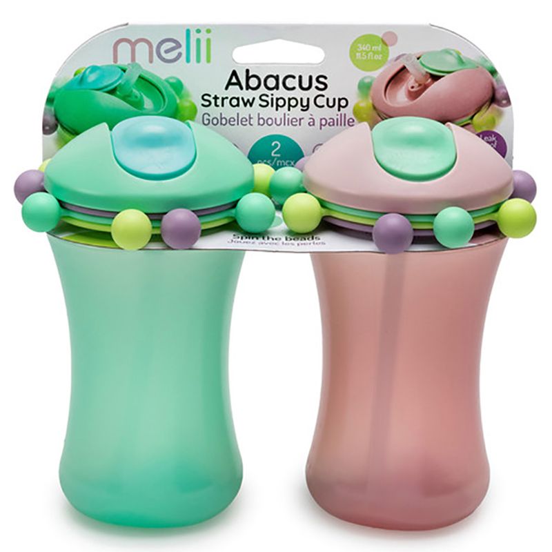 Melii - Abacus Straw Sippy Cup - 2pcs - Green & Pink