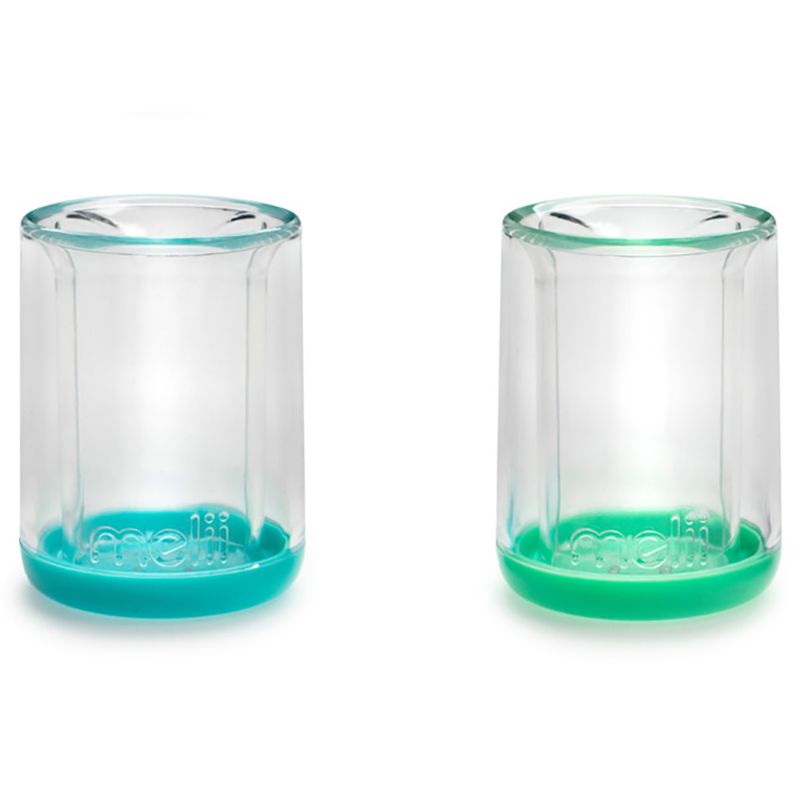 Melii - Double Walled Bear Cup - 145ml - 2pcs - Turquoise/Green