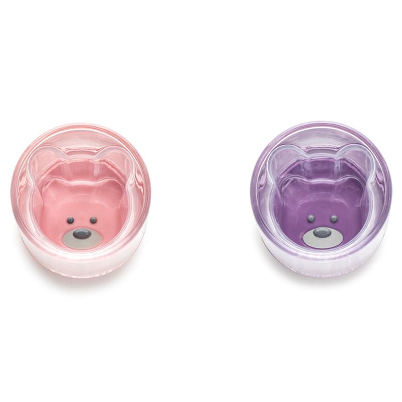 Melii - Double Walled Bear Cup - 145 ml - 2pcs - Purple/Pink