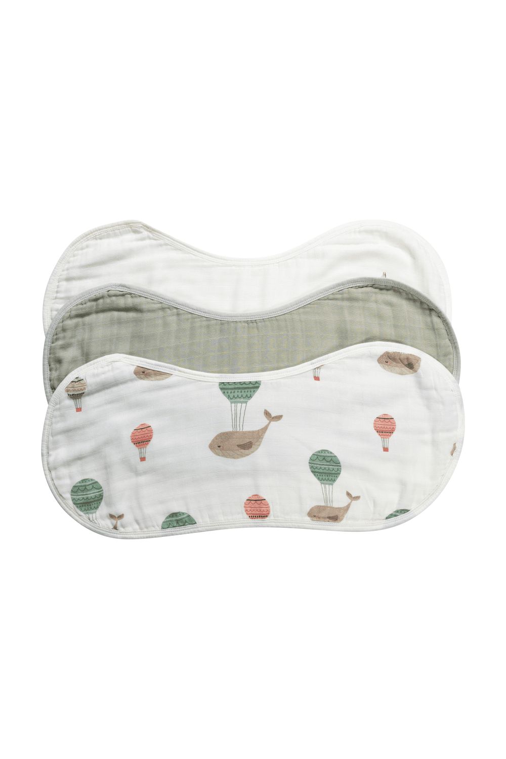 Anvi Baby - Organic Bamboo Burp And Bib Cloth - The Flying Whale - Pack of 3