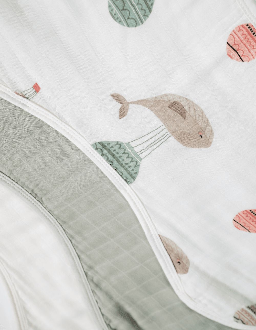 Anvi Baby - Organic Bamboo Burp And Bib Cloth - The Flying Whale - Pack of 3