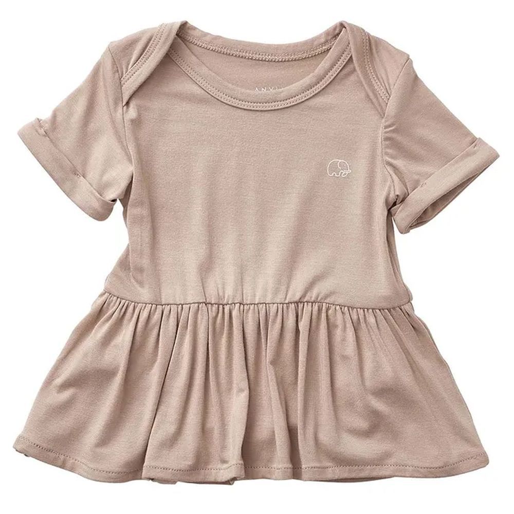 Anvi Baby - Organic Bamboo Spandex Onesie Dress - Brown