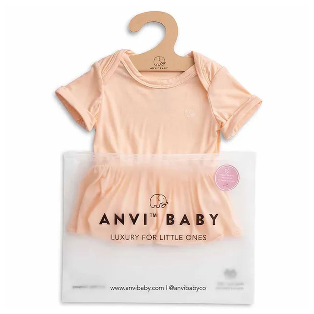 Anvi Baby - Organic Bamboo Spandex Onesie Dress - Peach