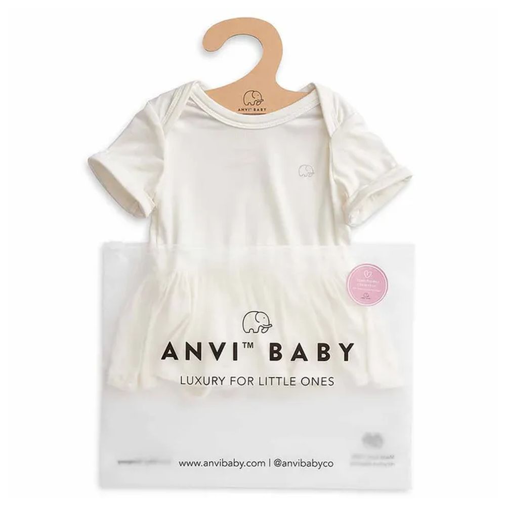 Anvi Baby - Organic Bamboo Spandex Onesie Dress - White