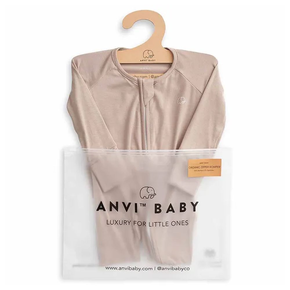 Anvi Baby - Organic Zipper Sleepsuit - Mocha