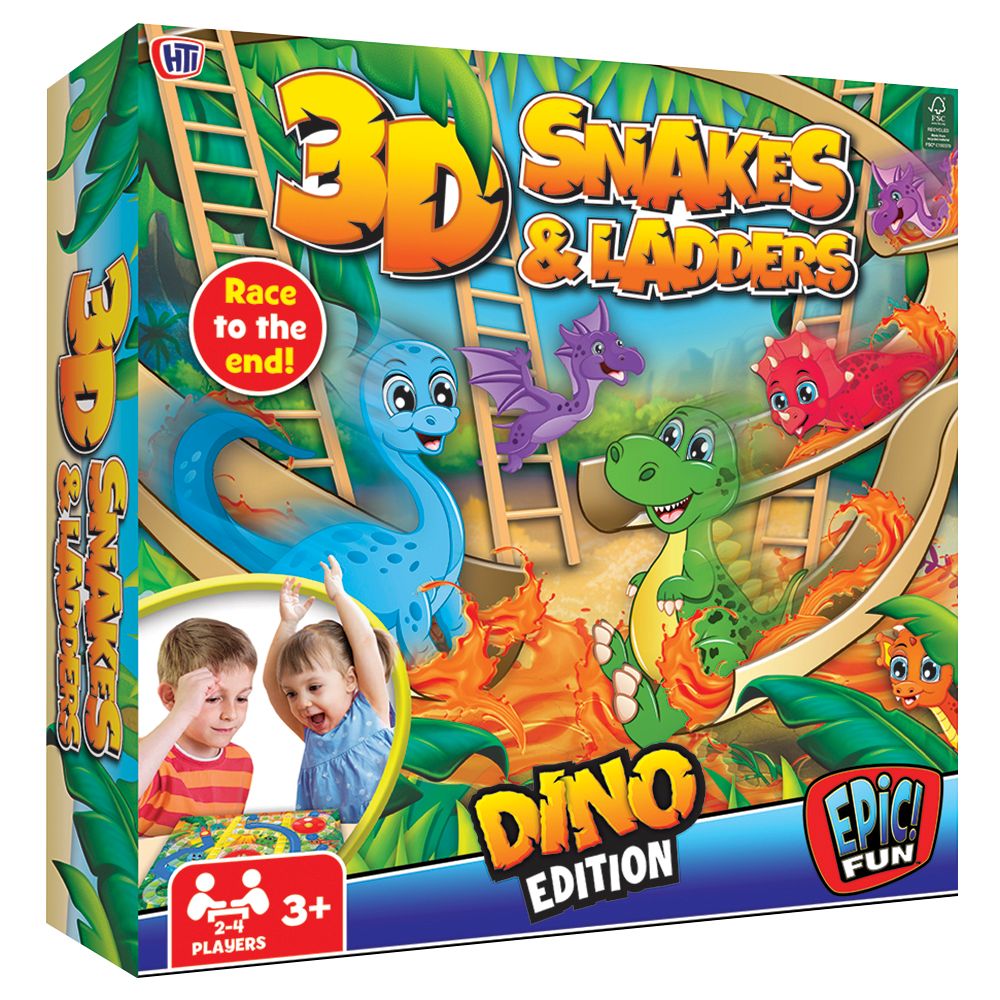 Epic Fun - Dino 3D Snakes & Ladders Board Game